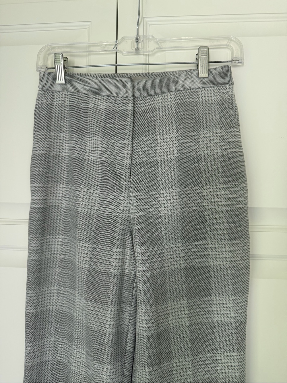 Light Gray Textured Plaid Trousers
